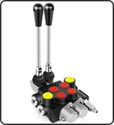 GYZJ Hydraulic Flow Control Valve 2 Spool 13 GPM SAE Ports Adjustable Relief Lever Handle Double ...