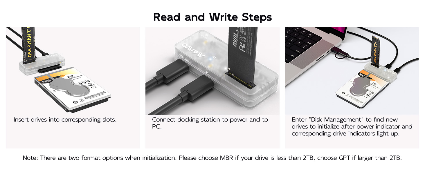 2.5 inch SATA SSD/HDD M.2 NVMe USB Typw-C docking Station external hard drive enclosure