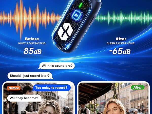 SONEVOX AirMic AI noise cancelling wireless mic keeps creator voices clear in noisy places