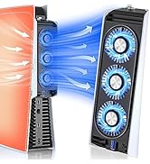 Cooling Fan for PS5, Quiet Cooler Fan with LED Lights, PS5 Cooling Fan with USB3.0 Hubs, Upgraded...