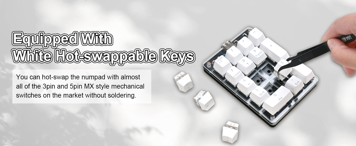 Equipped With White Hot-swappable Keys