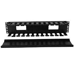 2U Cable Management Rack Mount Cable Management Unit 12 Slots with Panel Plastic