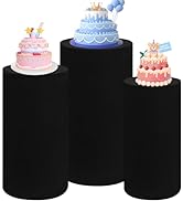 JALANCY Set of 3 Spandex Cylinder Pedestal Stand Covers Stretchable Pillar Covers for Metal Cylin...