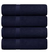 Navy blue indigo 4-piece bath towel set, dark midnight blue Turkish cotton bath towels, soft