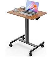 Sweetcrispy Mobile Small Standing Desk - Sit Stand Portable Rolling Laptop Desk with Lockable Whe...