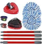 Mop Heads Replacement Scrub Brush and Base Spin Mop Handle Compatible with Ocedar RinseClean 2 Ta...