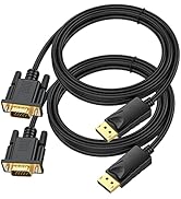 UV-CABLE DisplayPort to VGA Cable 5ft 2-Pack, Display Port DP to VGA Adapter Male to Male Gold-Pl...
