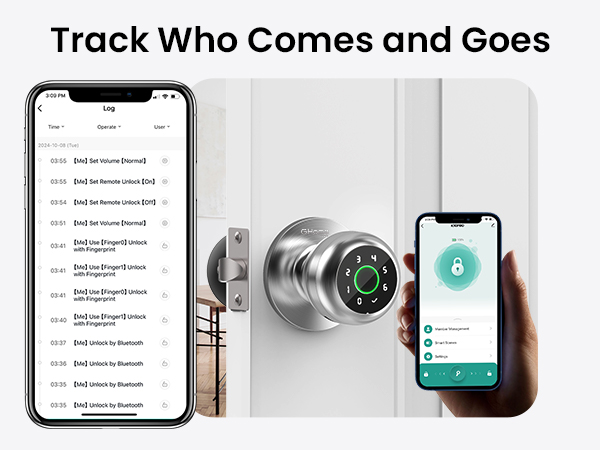 ghome smart door knob for family secure lock fingerprint
