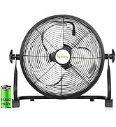 hykolity 12" 15600mAh Battery Operated Outdoor Floor Fan, High Velocity Portable Fan with Recharg...