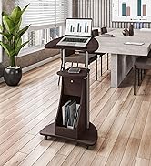 Techni Mobili Sit-to-Stand Rolling Adjustable Storage Medical Laptop Computer Cart, Chocolate, B005