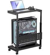 TIFFLOI Computer Tower Stand/PC Tower Stand with Wheels, Dual Tier &amp; 5-Level Adjustable CPU Holde...