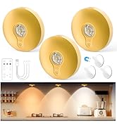 Yiliaw Rechargeable LED Puck Lights with Remote Control, 1500mAh Magnetic Under Cabinet Lighting,...