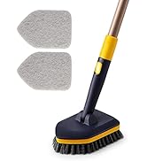 Yocada Tub Tile Scrubber Brush 2 in 1 Cleaning Brush 58.2" Adjustable Telescopic Pole Stiff Brist...