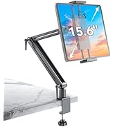 Jakeko Adjustable Tablet Mount for Desk - 360 Degree Rotating Base Tall Arm Holder Stand Swivel F...