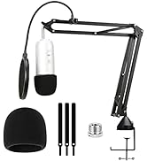Boom Arm with Pop Filter Mic Cover Cable Ties - Mic Stand with Foam Cover Compatible with Blue Ye...