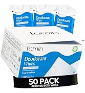 FOMIN Acidified Travel Deodorant Wipes For Women &amp; Men - 50 Count - Fragrance Free - pH Balanced,...
