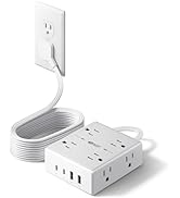 10Ft Extension Cord with Multiple Outlets, Flat Plug Surge Protector Power Strip 10 Ft Long Cord,...