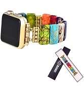 SURPRISE PIE Women Natural Colourful Boho Stone Stretchy Watch Band Compatible with Apple iwatch ...