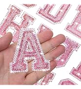 26Pcs Glitter Iron on Letters Pink Glitter Sequin Letter Patches Bling Letters for Clothing Hats ...