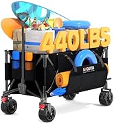 300L Large Collapsible Wagon Cart, Heavy-Duty Folding Wagon Cart with All-Terrain Wheels, 440 lbs...