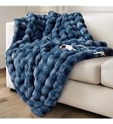 Electric Heated Blanket for Girls &amp; Women, Soft &amp; Luxurious, Faux Rabbit Fur Heating Throw Blanke...