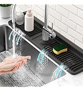 24'' Longer Faucet Mat for Kitchen Sink Splash Guard[7° Slope Fast Self-draining][Snap Lock Fit]K...