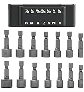 14pcs Power Nuts Driver Drill Bit Tools Set Metric Socket Wrench Screw 1/4'' Driver Hex Keys
