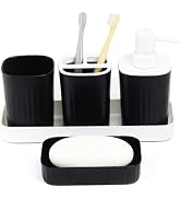 Bathroom Accessories Set 5pcs- Bathroom Set, Plastic Bathroom Accessory Sets with Lotion Soap Dis...