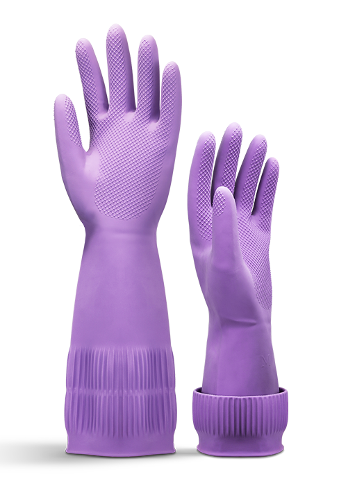 purple dishwashing long gloves
