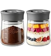 NUZEAK 2-Pack Airtight Mason Jar with Silicone Ring, Upgraded Glass Storage Jars with lids, 17oz ...