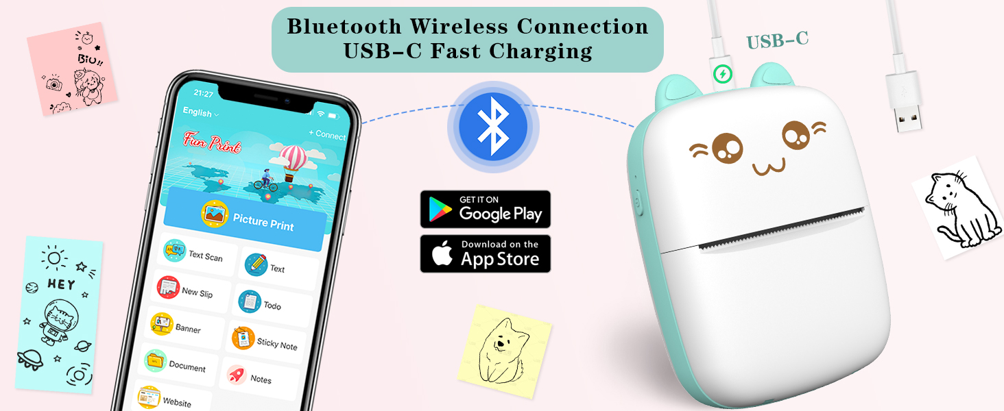 Bluetooth Wireless Connection USB-C Fast Charging