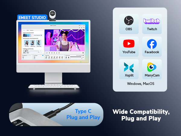 Broad Compatibility EMEET Piko webcam 4K