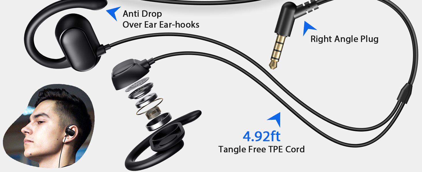 wired earbuds 3.5mm over ear open ear for kids students