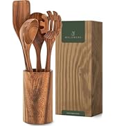 WALDWERK Wooden Spoons for Cooking – 4-Piece Kitchen Utensils Set with Teak Wood Spoons, Spatula,...