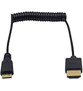 Duttek Mini HDMI to HDMI / Mini HDMI Cable, Ultra-Thin HDMI Male to Mini HDMI Male Coiled Cable S...