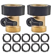 Hourleey Garden Hose Shut Off Valve, 2 Pack Heavy Duty 3/4 Inch Solid Garden Hose Shut Off Valve ...