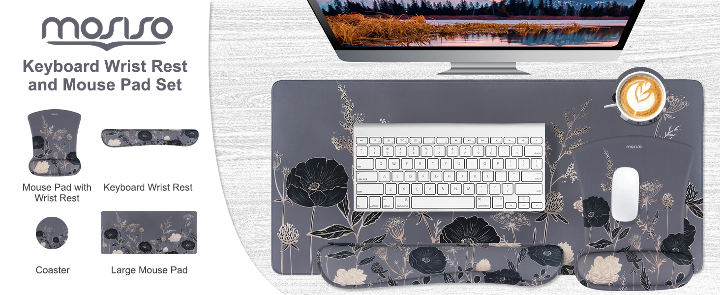 MOSISO Wrist Rest Support for Mouse Pad &amp; Keyboard Set