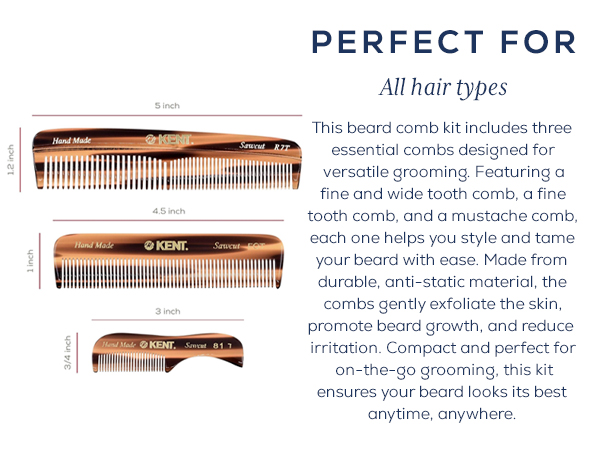 Perfect for all hair types beard comb kit