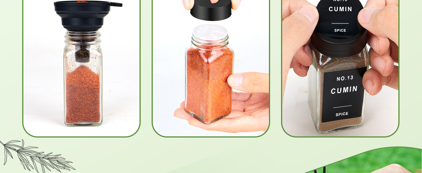 spice jars with label