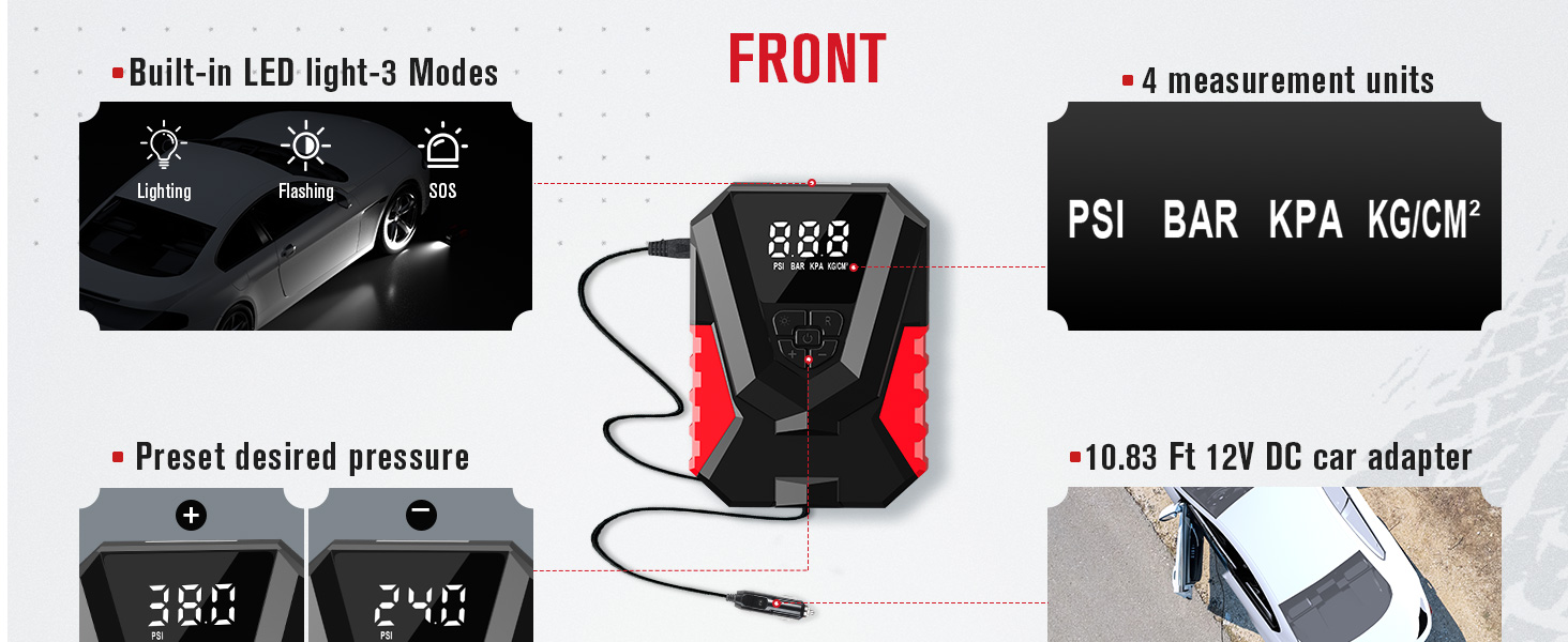 AC/DC portable tire inflator
