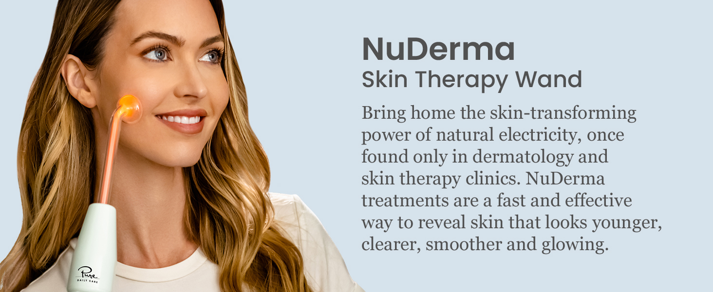 NuDerma Portable Handheld High Frequency Skin Therapy Wand Machine w/Neon – Anti-Aging 