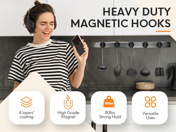 Neosmuk black magnetic hooks large opening