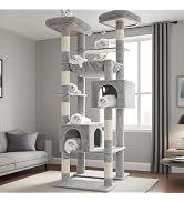 Hey-brother Tall Cat Tree Tower, Heavy Duty Scratching Posts with Large Platforms, Cozy Condos, B...