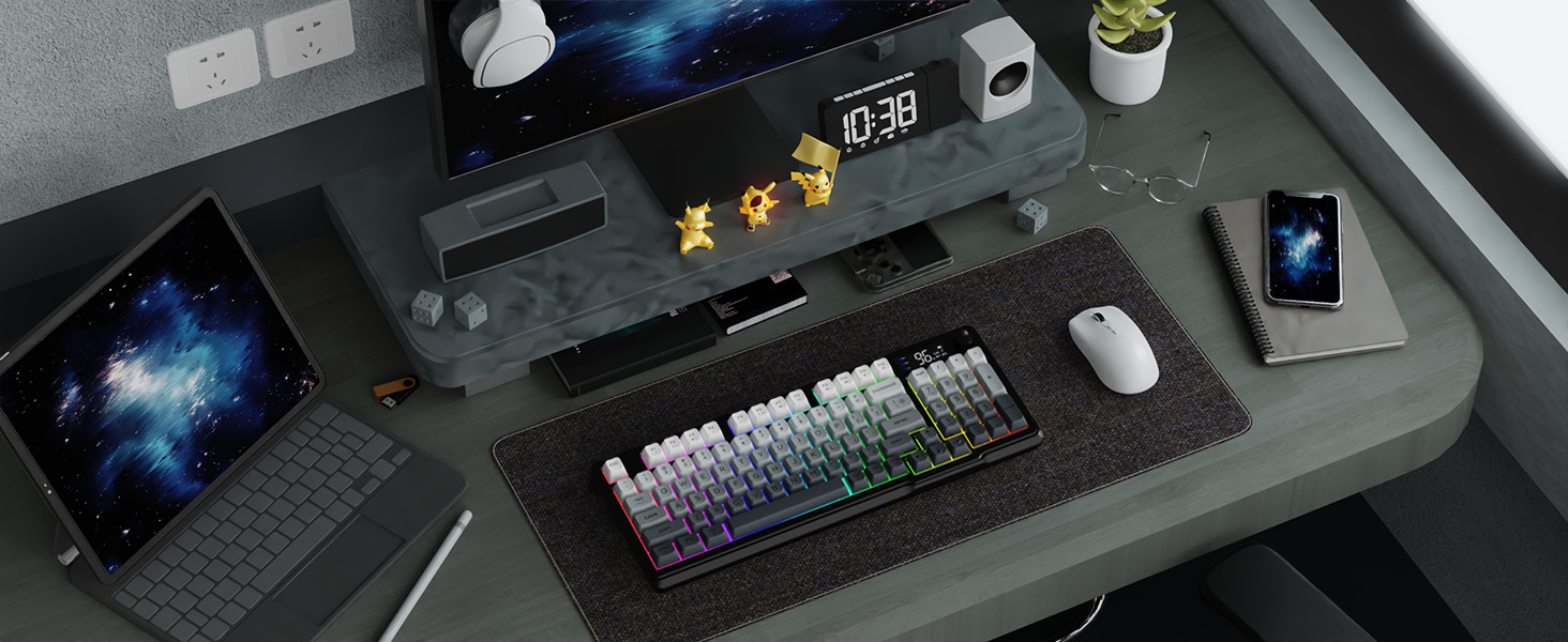 FREEWOLF M96 Wireless Gaming Keyboard Creamy Membrane with Rainbow Backlight
