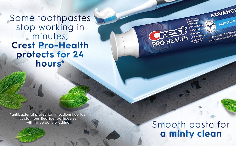 some toothpastes stop working in minutes, Crest Pro-Health protects for 24 hours