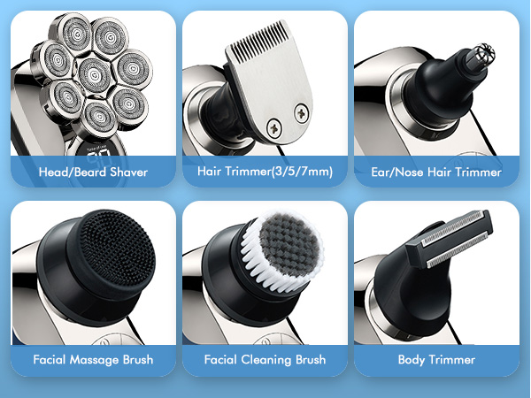 electric head shavers for men head shaver skull shaver 6-in-1 Grooming Shaving Kit for Men 