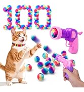 Mity rain 51PCS Cat Ball Launchers &amp; Pom Pom Balls Interactive Cat Toy Set | Safe Soft Plush Kitt...