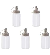 Juroicessry 5pcs Mini Jam Squeeze Bottle Jar with Lid | 5 Pack, Squeeze Design, Resealable Lid, M...