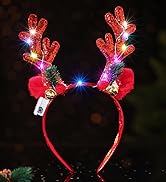 Uranian Light Up Christmas Headband Reindeer Antlers Headbands Led Xmas Hairbands Glowing Party H...