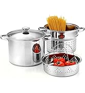 Cook N Home 4-Piece 8 Quart Multipots, Stainless Steel Pasta Cooker Steamer